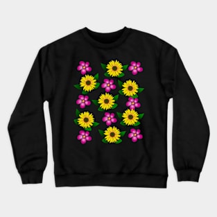 sunflowers, pink flowers, floral, bloom, flowery Crewneck Sweatshirt